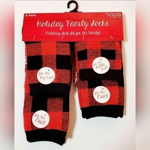 New‎ Plaid Family Crew Socks 4 Pairs - Papa Bear, Mama Bear, Baby Bear Christmas
